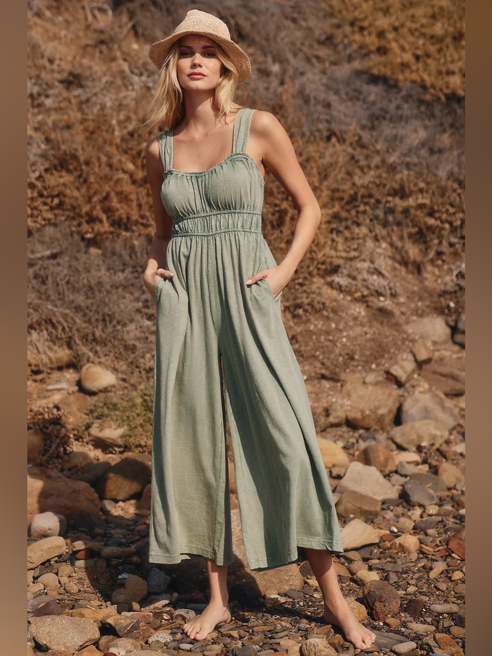 Anthropologie Simona Scoop-Neck Jumpsuit by Celandine